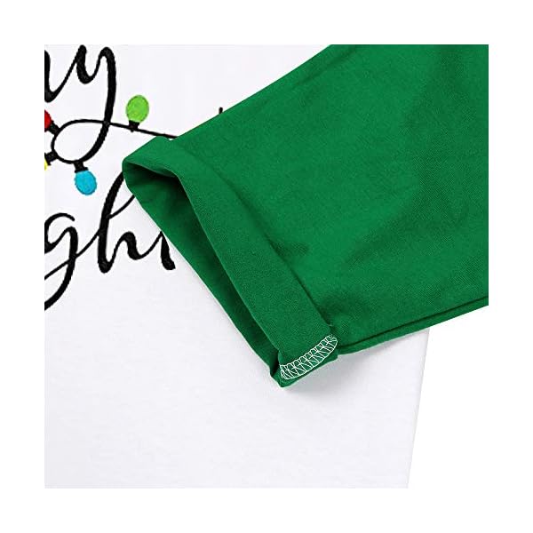 Christmas Tshirt Women Merry and Bright Shirt Letters Print Splicing 3/4 Sleeve Baseball Tshirt Blouse Tee Tops - Image 5