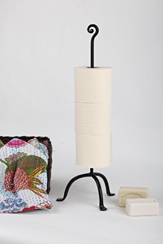 RTZEN Wrought Iron Swirl 4 Rolls Storage Toilet Paper Stand | Free Standing TP | Handcrafted Décor