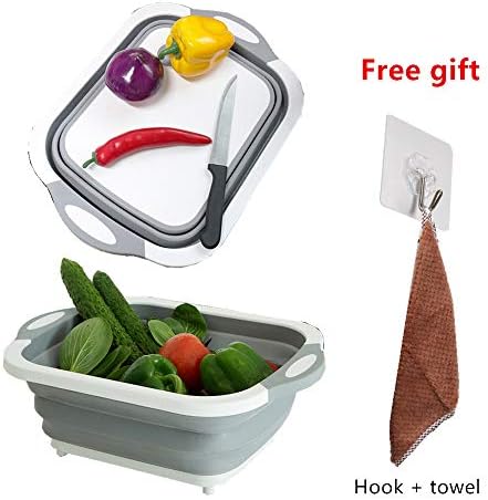 Foldable Cutting Board Dish Blue Colander for Washing and Draining Vegetables and Fruits Dishwashing Outdoor Kitchen BBQ