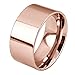 Fashion Month Men Women 10mm Wide Stainless Steel Ring Simple Style Rose Gold Big Band Polished Flat Top Comfort Fit