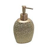 Zenna Home, India Ink Huntington Lotion or Soap Dispenser, Gold Cracked Glass