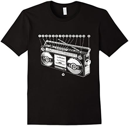 Men's Boom Box Shirt - Hip Hop Shirt - Cassette Player 2XL Black