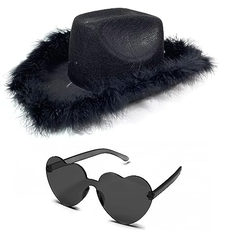 Cowboy Hat with feathers With Heart Shaped Sunglasses for  display picture 1