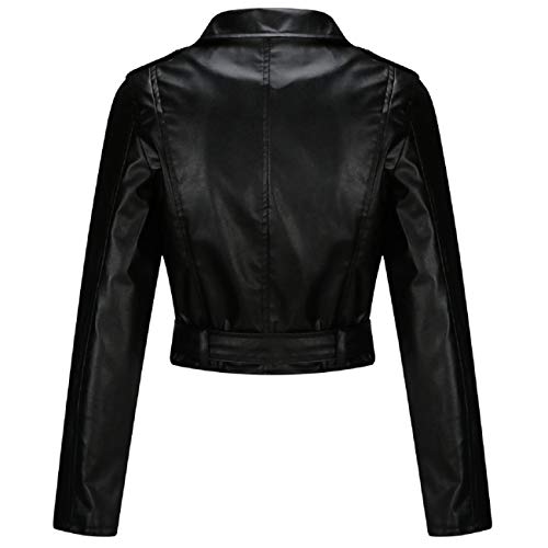 Tsmile Women Oblique Zipper Motorcycle Jacket Plus Size Street Faux Leather Lapel Pocket Belt Gothic Punk Coat Tops - Thumbnail 2
