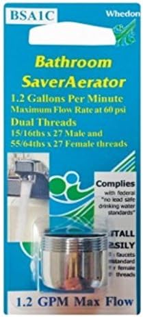 Whedon Faucet Aerator 15/16 x 27 Male 55/64 x 27 Female Chrome Plated Silver