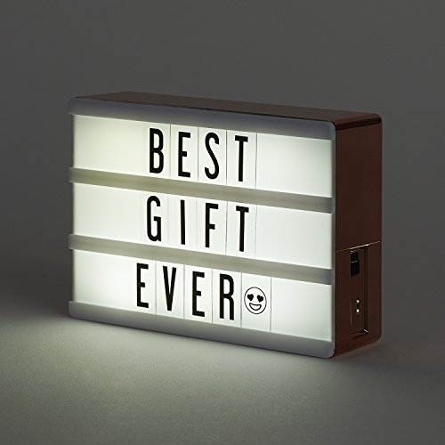 My Cinema Lightbox Micro Rose Gold LED Marquee with 100 Letters, Numbers, Symbols and Emojis to Make Your own Sign, A6 Mini Size 4x6”, Metallic Finish