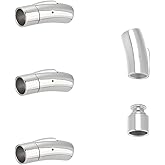 UNICRAFTALE 4Pcs Bracelet Clasps 316 Surgical Stainless Steel Bayonet Clasps Column Bayonet Necklace Clasps Leather Cord Clasps Tube Jewelry Clasps for Bracelets Necklaces Jewelry Making 8mm Hole