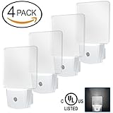 LED Night Light, Lovin Product UL Listed Sensor Wall Light; with Smart Dusk to Dawn Sensor; Energy Saving; Plug in Night Light for Hallway Bathroom/Bedroom/ Toilet/Baby's Room (4 Pack)