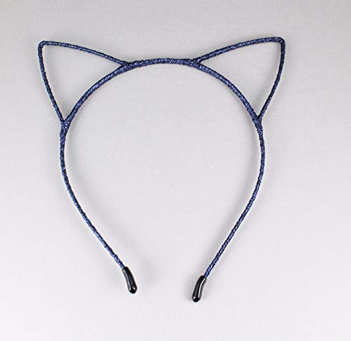 Navy Blue sparkly cat kitten ears headband hair band accessory kawaii cosplay