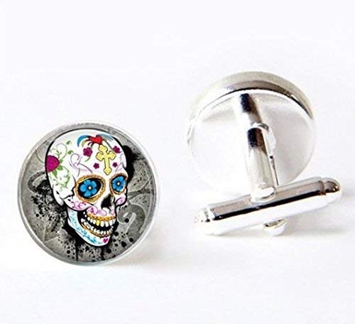 New Orleans Mardi Gras Sugar Skull Cufflinks Gothic Skull