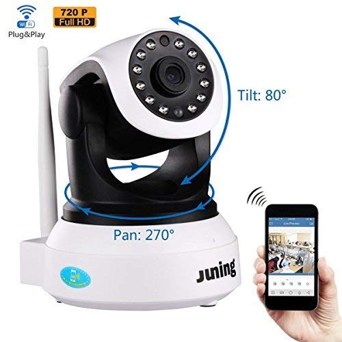 Security Camera - JUNING 720P HD Wifi Wireless IP Security Surveillance Camera System with Day/Night Vision, Remote Pan Tilt Control and 2 Way Audio - Thumbnail 3