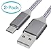 KUXIYAN Micro USB Cable Android, (2-Pack,3.3Ft) Micro USB to USB A High Speed Sync Charger Nylon Braided Cord for Samsung Galaxy S7 Edge/S7/S6/S4/S3,Note 5/4/3,Kindle,LG,Xbox,PS4,Camera (Grey)