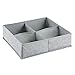mDesign Soft Fabric Dresser Drawer and Closet Storage Organizer, 4 Section Divided Bin for Child/Kids Room, Nursery, Playroom, Bedroom - Textured Print with Solid Trim - Gray