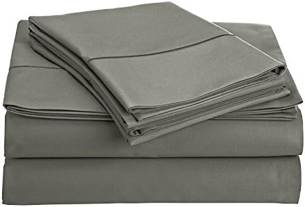 Libero Mart 800-Thread-Count Egyptian Cotton Deep Pocket Sateen Weave Sheet Set (Queen, Charcoal)