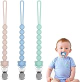 Vicloon Baby Silicone Dummy Clips 3 Pack BPA Free Pacifier Soother Chain Holder