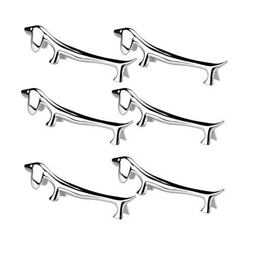 ZHU YU CHUN Metal Dog Shaped Chopsticks Rest, Concave Shape Spoon Forks Rest Holder (Set of 6)