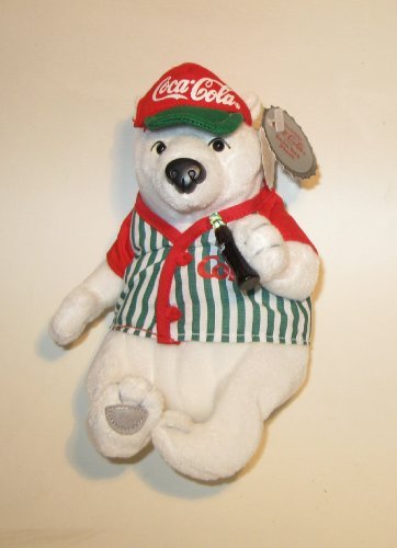 1999 Coca Cola Beanie : Polar Bear in Classic Baseball Jersey & Cap
