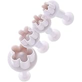 4Pcs White Flower Plunger Cookie Cutter DIY Blossom Flower Cake Fondant Mold Plastic Cake Decorating Tools Baking Accessories Cookie Cutters For Baking Plastic, Dessert and Candy Sculpting Tools