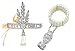 Coucoland Bling Silver-Tone The Great Gatsby Inspired Leaf Simulated Pearl 1920s Flapper Headband and Bracelet Adjustable Ring Set