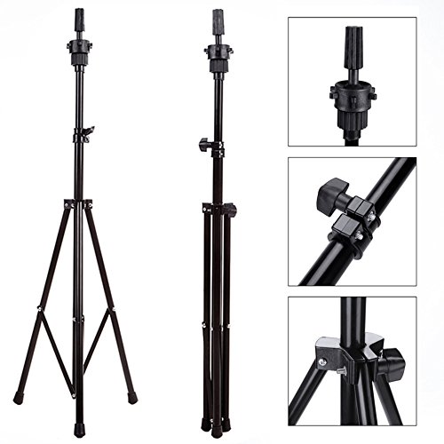 SMITH CHU Metal Adjustable Wig Head Stand Tripod Holder Mannequin Tripod for Hairdressing Training Cosmetalogy with Carry Bag