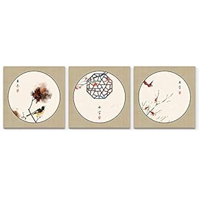 Wall26-3 Panel Canvas Wall Art- Chinese Style -Giclee Painting Wall Bedroom Living Room Home Decoration - 12"x12"x3 Panels