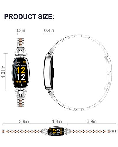 Symfury Fitness Tracker Watch, Waterproof HR Activity Tracker Blood Pressure, Women Jewelry Smart Wristband with 8 Sport Mode Health Sleep Monitor Calorie Kids Pedometer Birthday Gift Android iOS