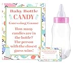 Baby Shower Bottle Game Candy Guessing Game with 11" Baby Bottle Bank and 30 Cards (Pink)