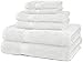 Amazon Brand - Pinzon 6 Piece Blended Egyptian Cotton Bath Towel Set, White, 56