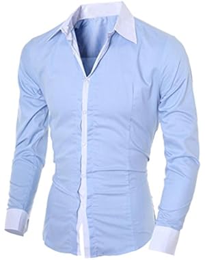 Fashion Personality Slim Fit Long Sleeve Shirts, Men's Casual Button Down Shirts