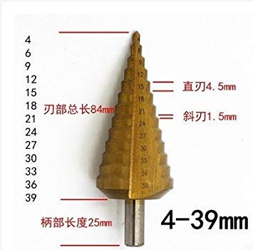 Generic 1pc 4-39mm 13 steps HSS 4241 straight step Drill Bit core drill bit TIN Coated cone Step Drill Bit Set hole cutter
