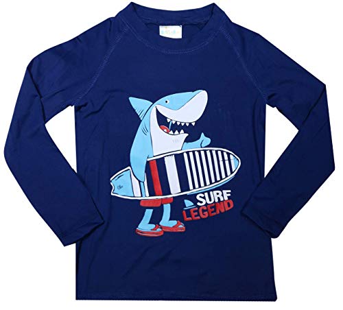 Sweet & Soft Baby Boys 4-Piece Rash Guard and Trunk Swimsuit Set (Infant/Toddler) (Surf Board Shark, 18 Months)'