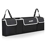 SUAOKI Backseat Car Trunk Organizer Foldable Cargo Storage Bag with Adjustable Strap, Durable Cover, Washable, Best for SUV, Vehicle, Auto, Minivan(Black)