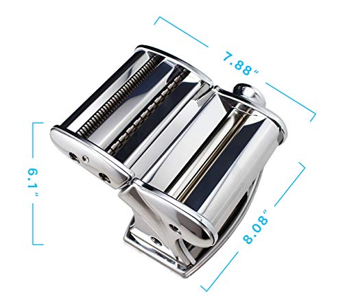 Shule Streamline Pasta Maker Machine, Stainless Steel Pasta Roller with Pasta Cutter, Hand Crank and Instructions
