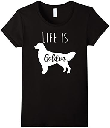 Womens Golden Retriever Life is Golden T Shirt Small Black