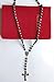 J shine Men Rosary Necklace Stainless Steel Crucifix Pendant & Vintage Chain 8mm Black Bead Gn543s