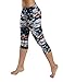 ODODOS by Power Flex Women's Tummy Control Workout Running Printed Capris Yoga Capris Pants With Hidden Pocket ,FineArt, Small