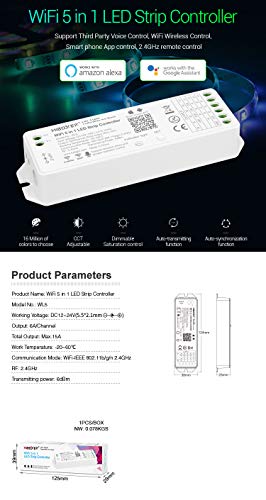 LGIDTECH Miboxer WL5(YL5 VUP) LED Strip Light 5 in 1 Controller for 5050 3528 2835,Smartphone APP Control Without Extra… - Image 2