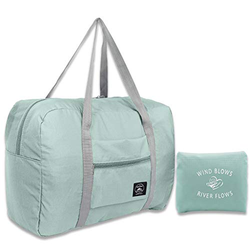 FUNFEL Travel Foldable Duffel Bag for Women & Men, Waterproof Lightweight travel Luggage bag for Sports, Gym, Vacation(II-Mint Green) (Best Weekend Trips From San Francisco)