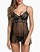 Avidlove Women Nightwear for Sexy Lace Babydoll Lingerie V-Neck Sleepwear Mesh Nightie Black Small