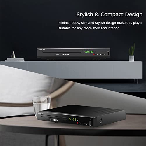 LONPOO Blu Ray DVD Player,Full HD Bluray Disc Player with No Skip,No