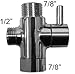 Metal T-adapter with Shut-off Valve, 3-way Tee Connector, Chrome Finish, for Bidet4me Hand Held Bidet