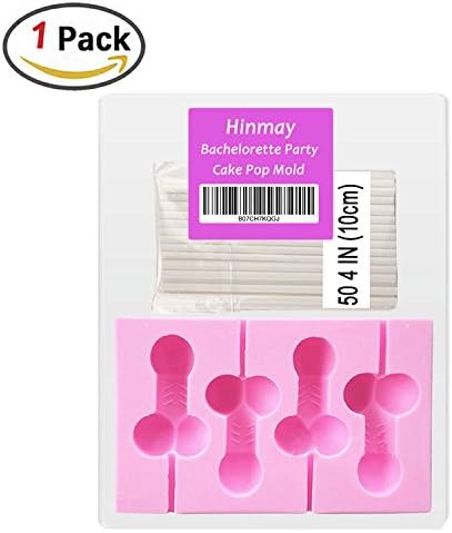 Hinmay Peter Shaped Lollipop Mold with 50 Sticks - Silicone Lolly Pop Mold Tray Great for Chocolate Hard Candy, Lollipop, Party Cupcake and Bachelorette Party