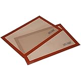 Artisan Silicone Baking Mat for Half-Size Cookie Sheet with Red Border, 16.5 x 11 inches, 2-Pack