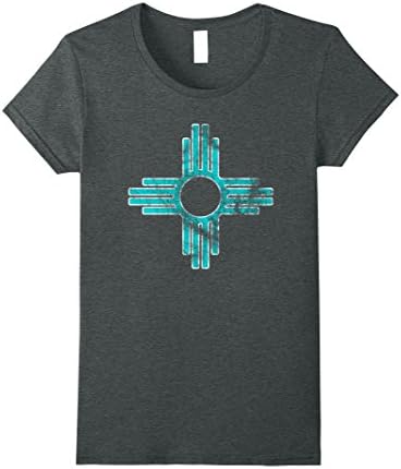Womens New Mexico Tshirt - Zia symbol distressed State Flag shirt Large Dark Heather