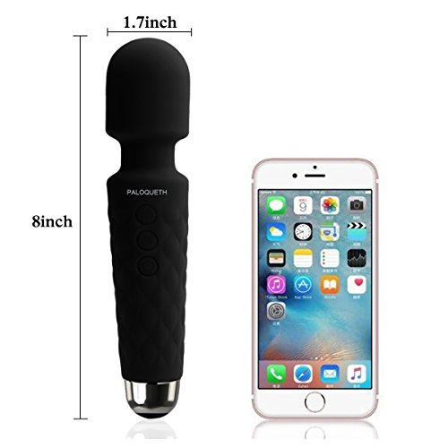 Cordless Wand Massager for Back Neck Shoulder Deep Tissue Massage, PALOQUETH Handheld Rechargeable Body Massager, 20 Speed Vibrations