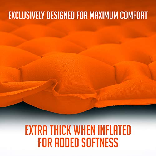 Royexe Heavy Duty Double Sleeping Pad | Ultra Thick Inflatable Camping Mat | 2 Person Compact Bed for Backpacking and Hiking | Compact Sleeping Bag Air Mattress (Orange) - Thumbnail 3