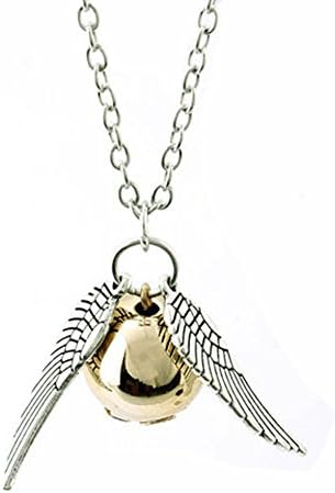 Movie Theme Jewelry Angel Wing Thin Necklaces Collares populares Quidditch Harry Movie Charm Golden Snitch Angel Pendent (silver)