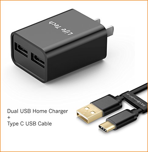 Life-Tech Dual USB Wall Home House AC Charger w/ USB Cable For ATT Trek 2 HD Tablet (Not Compatible with Trek 1 HD Tablet)