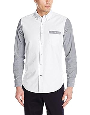 Mens Colorblocked Oxford Shir Bright White, Large