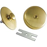 Kingston Brass DTL5303A7 Tub Drain Stopper with Overflow Plate Replacement Trim Kit, Brushed Brass
